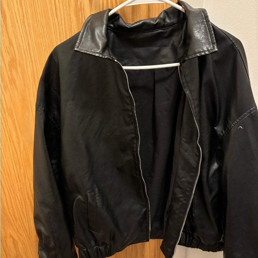leather bomber jacket